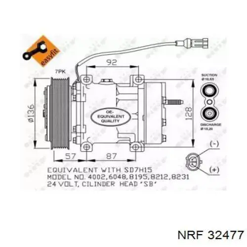 Compresor de aire acondicionado 32477 NRF