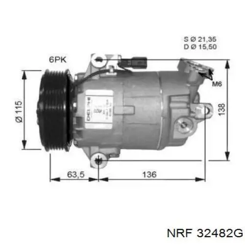 Компрессор кондиционера 32482G NRF