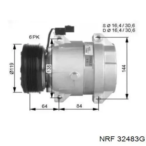 Компрессор кондиционера 32483G NRF