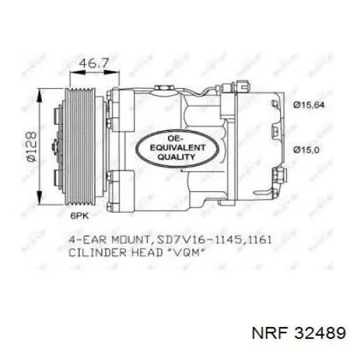 Компрессор кондиционера SD7V161145 Sanden