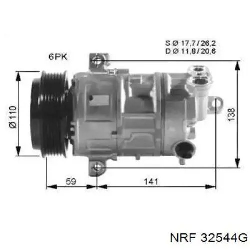 Компрессор кондиционера 32544G NRF