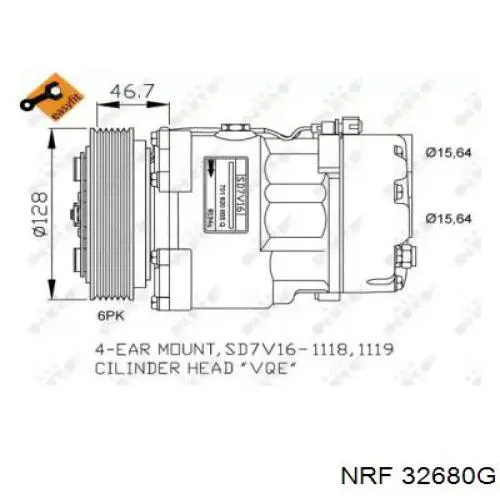 Компрессор кондиционера 32680G NRF