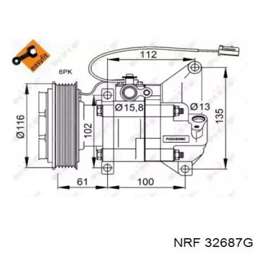 Компрессор кондиционера 32687G NRF