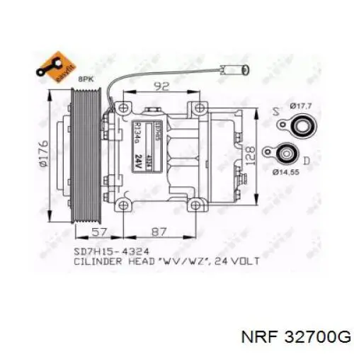 Компрессор кондиционера 32700G NRF