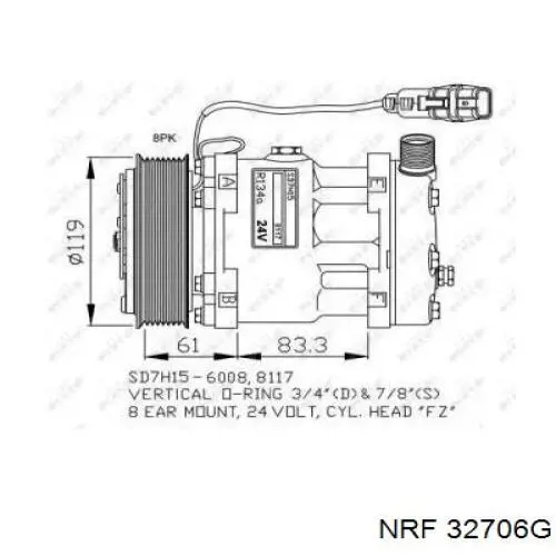 Компрессор кондиционера 32706G NRF