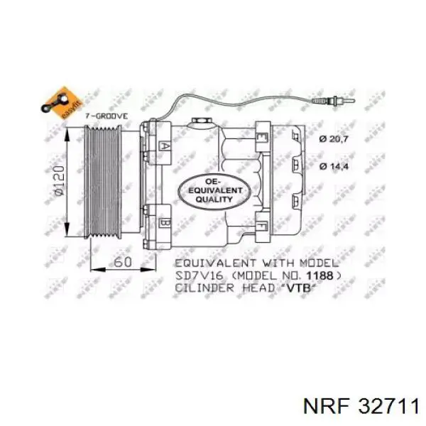 Compresor de aire acondicionado 32711 NRF