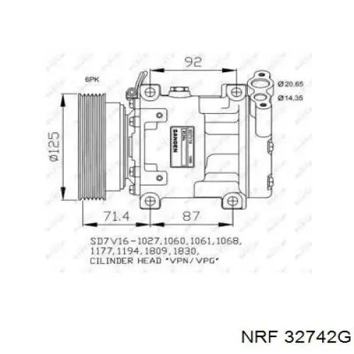 Компрессор кондиционера 32742G NRF