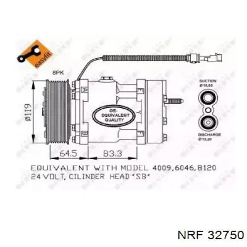 Компрессор кондиционера 32750 NRF