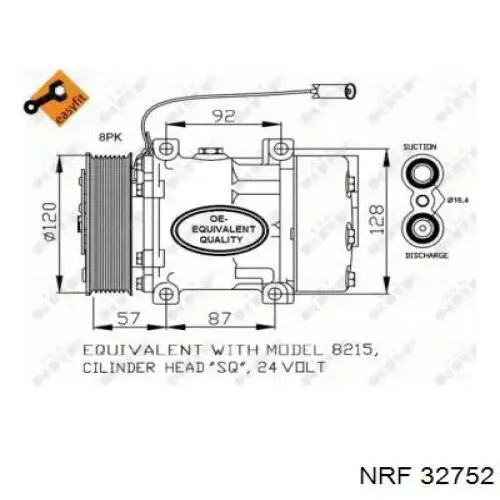 Компрессор системы кондиционирования NRF 32752 цена, от 205.40 USD