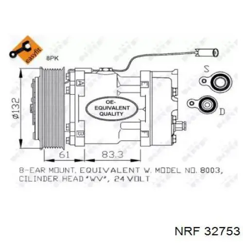 Компрессор кондиционера 32753 NRF