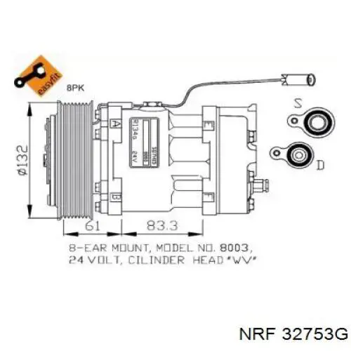 Компрессор кондиционера 32753G NRF