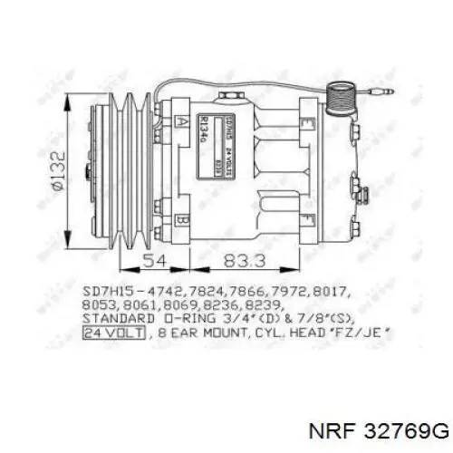 Компрессор кондиционера 32769G NRF