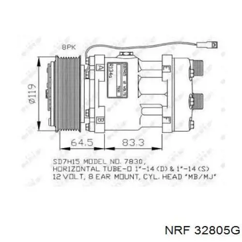 Компрессор кондиционера 32805G NRF