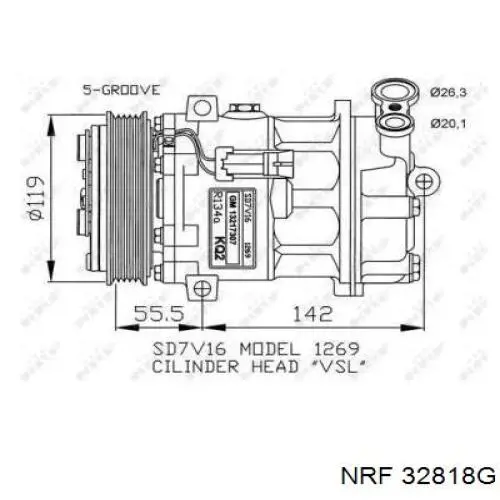 Компрессор кондиционера 32818G NRF