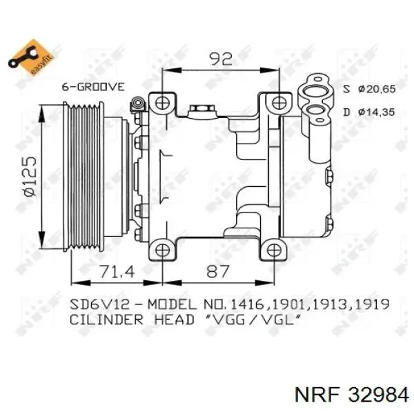 32984 NRF compressor de aparelho de ar condicionado