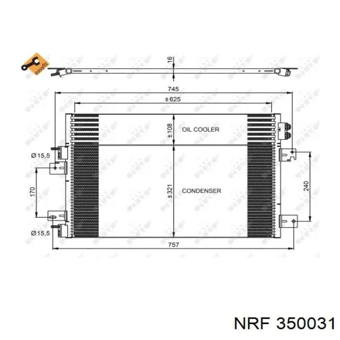 Condensador aire acondicionado 350031 NRF