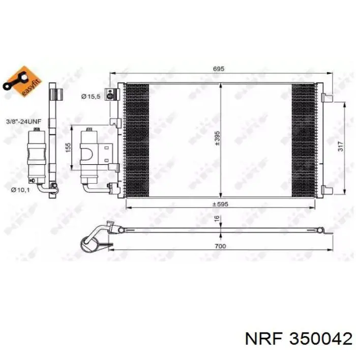350042 NRF радиатор кондиционера