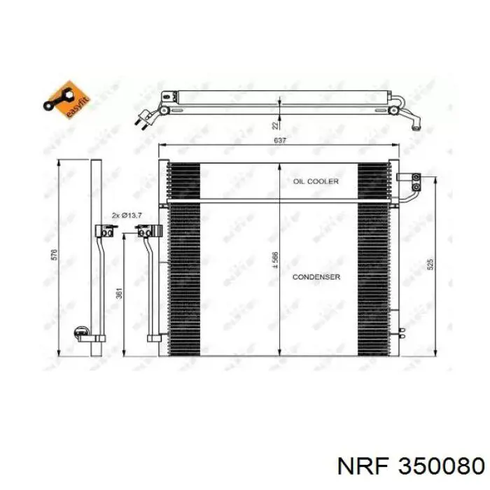 350080 NRF radiador de aparelho de ar condicionado