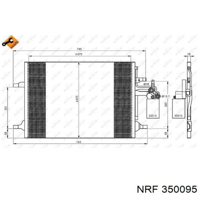 Радиатор кондиционера 350095 NRF