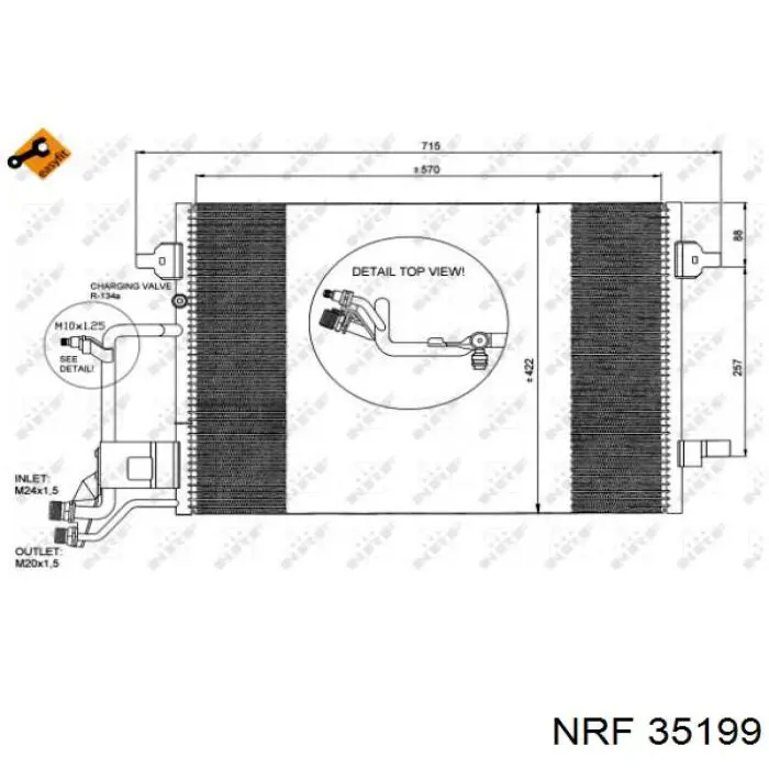 Радиатор охлаждения кондиционера NRF 35199