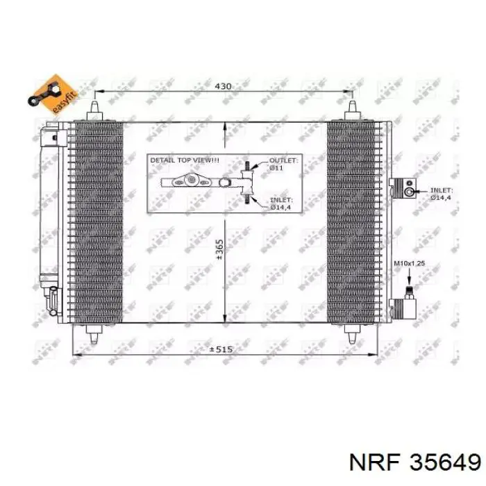 Condensador aire acondicionado 35649 NRF