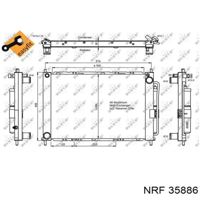 Radiador refrigeración del motor 35886 NRF