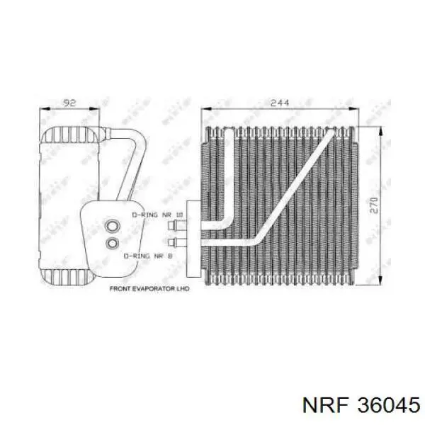 Evaporador, aire acondicionado 36045 NRF
