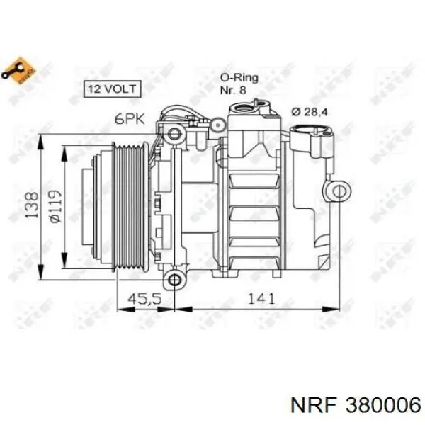 Шкив компрессора кондиционера NRF 380006 цена, от 63.49 USD