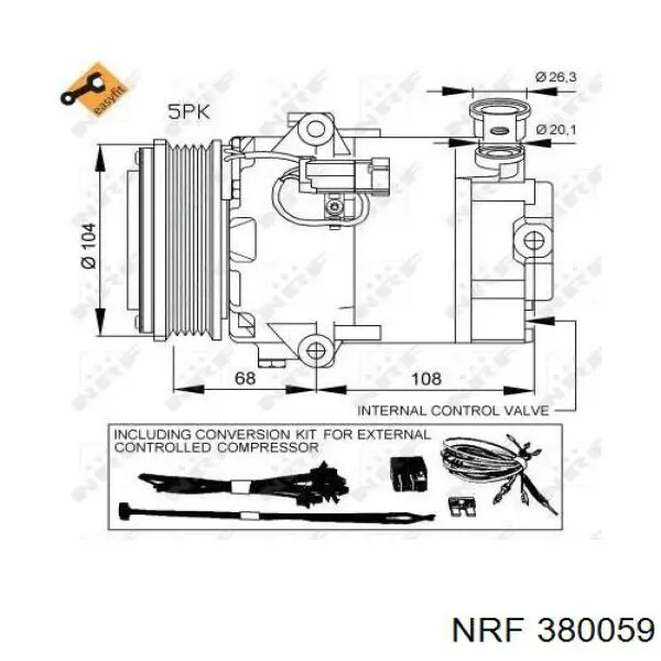 380059 NRF acoplamento (bobina magnética do compressor de aparelho de ar condicionado)