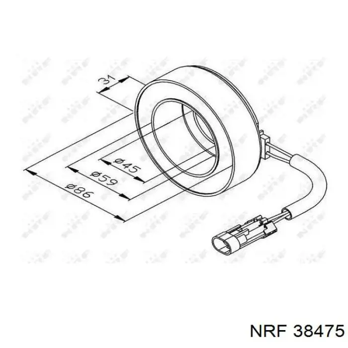 38475 NRF acoplamento (bobina magnética do compressor de aparelho de ar condicionado)