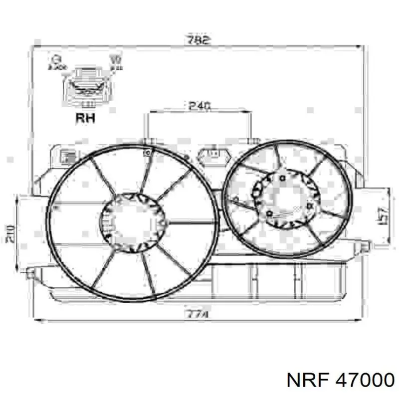 Difusor de radiador, ventilador de refrigeración, condensador del aire acondicionado, completo con motor y rodete 47000 NRF