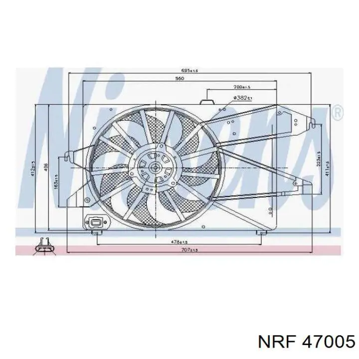 HMP3S718C607BD Hmpx электровентилятор охлаждения в сборе (мотор+крыльчатка)