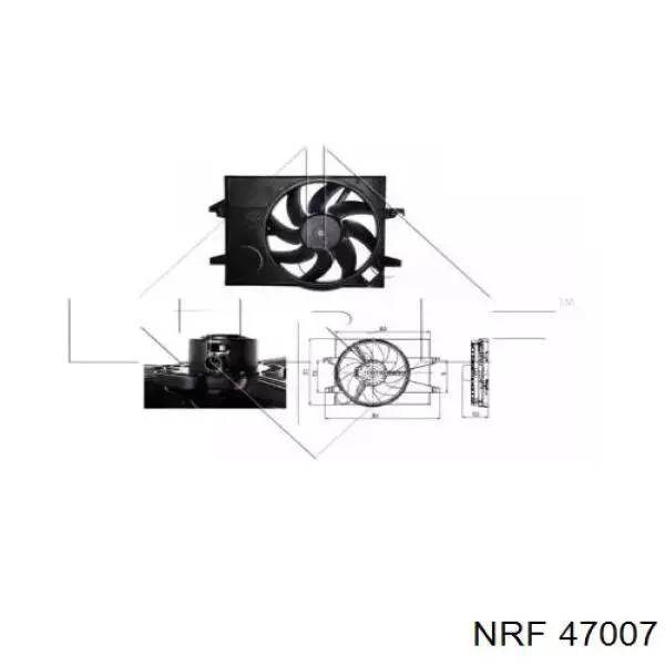 47007 NRF диффузор радиатора охлаждения, в сборе с мотором и крыльчаткой