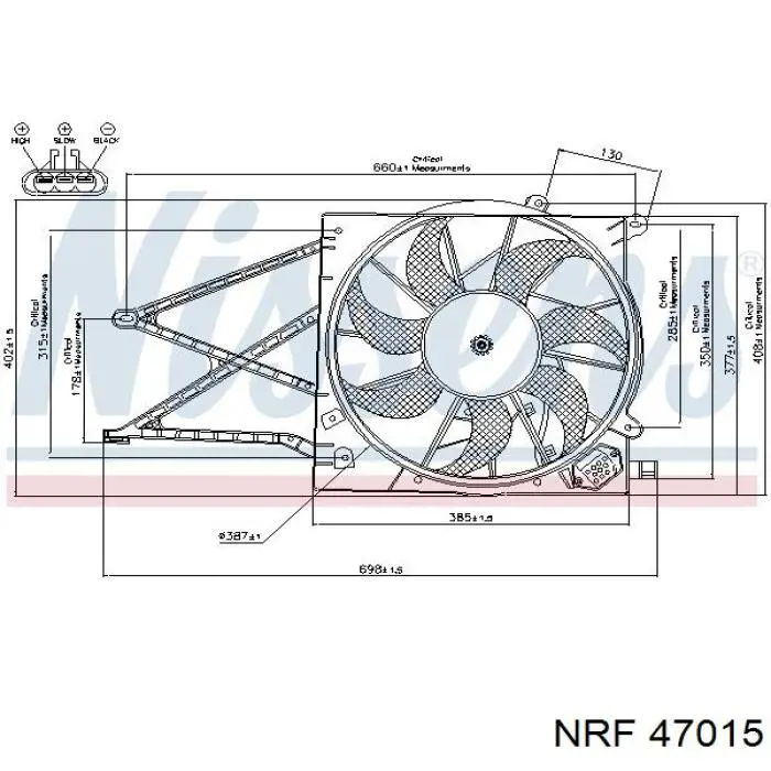Купить 47015 NRF Диффузор вентилятора в сборе с мотором и крыльчаткой