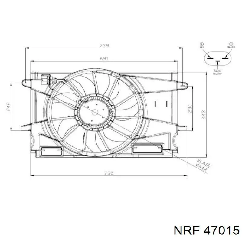 Диффузор вентилятора в сборе с мотором и крыльчаткой 47015 NRF