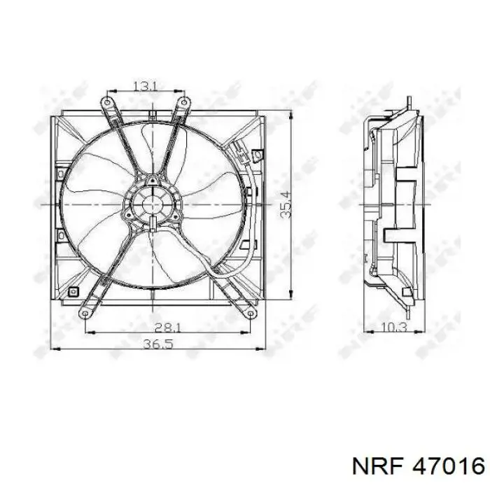 47016 NRF диффузор радиатора охлаждения, в сборе с мотором и крыльчаткой