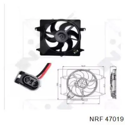 47019 NRF диффузор радиатора охлаждения, в сборе с мотором и крыльчаткой