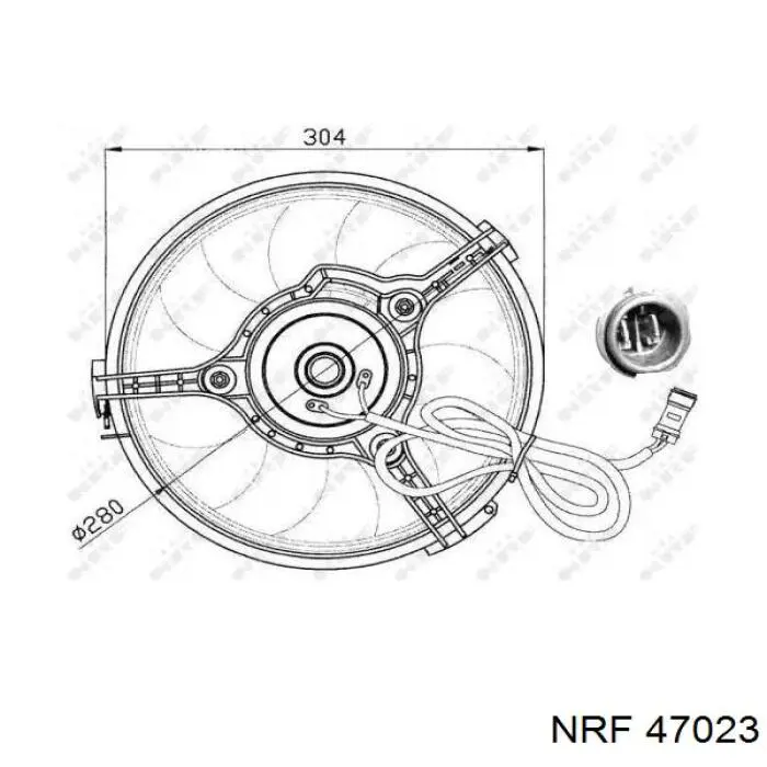 Электровентилятор охлаждения в сборе (мотор+крыльчатка) NRF 47023