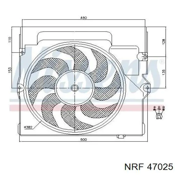 47025 NRF диффузор радиатора кондиционера, в сборе с крыльчаткой и мотором