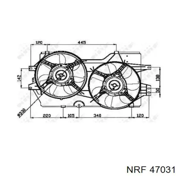 Ventilador (rodete +motor) refrigeración del motor con electromotor completo 47031 NRF