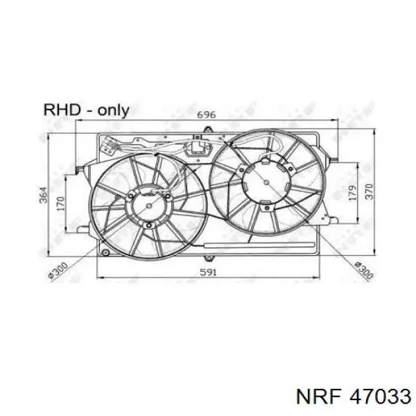 1069391 Ford диффузор радиатора охлаждения, в сборе с мотором и крыльчаткой