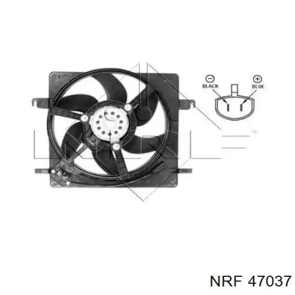 47037 NRF диффузор радиатора охлаждения, в сборе с мотором и крыльчаткой