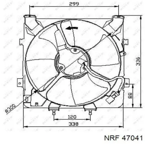 Диффузор радиатора кондиционера, в сборе с крыльчаткой и мотором NRF 47041