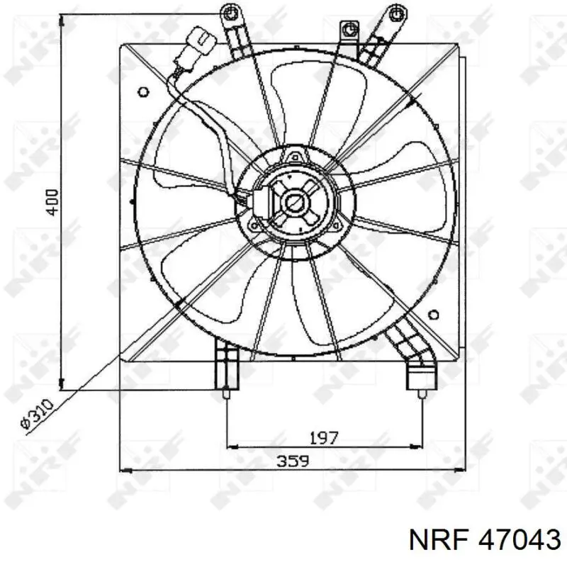 47043 NRF диффузор радиатора охлаждения, в сборе с мотором и крыльчаткой