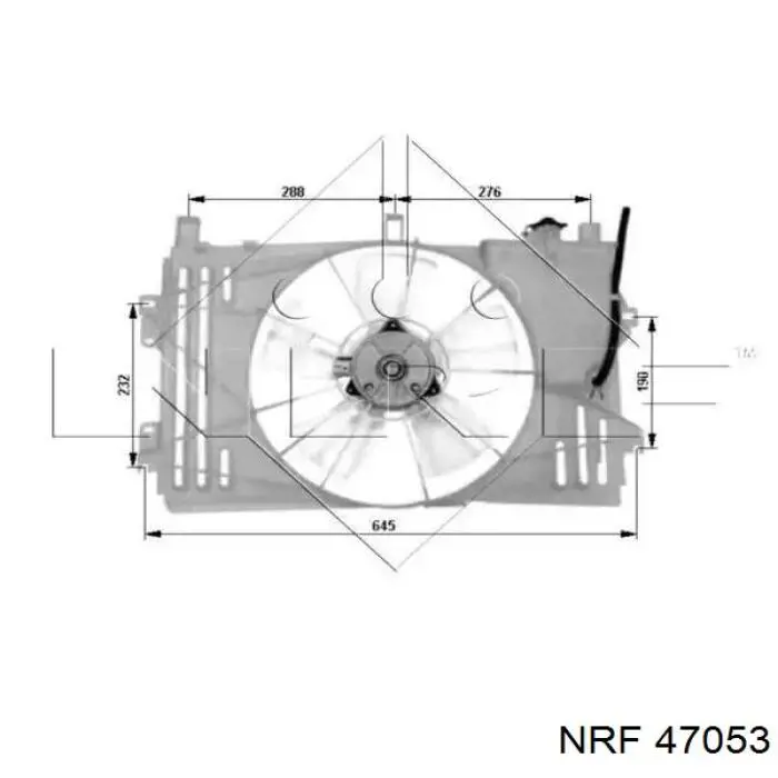 47053 NRF диффузор радиатора охлаждения, в сборе с мотором и крыльчаткой