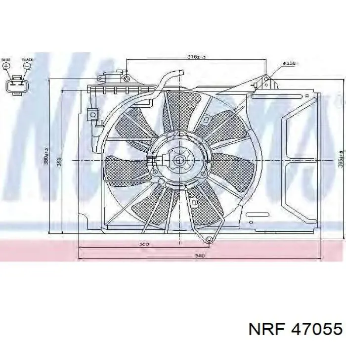 Купить 47055 NRF Диффузор вентилятора в сборе с мотором и крыльчаткой
