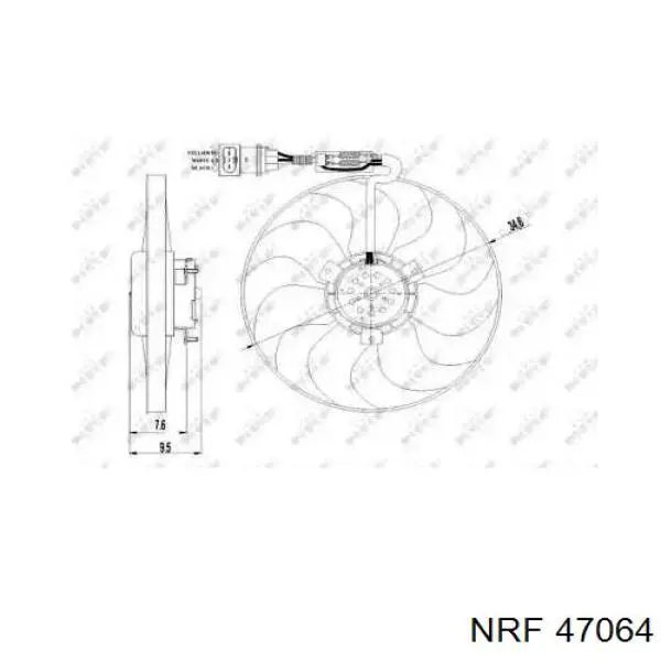 Электровентилятор охлаждения 47064 NRF