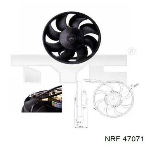 Купить 47071 NRF Электровентилятор охлаждения в сборе (мотор+крыльчатка) правый