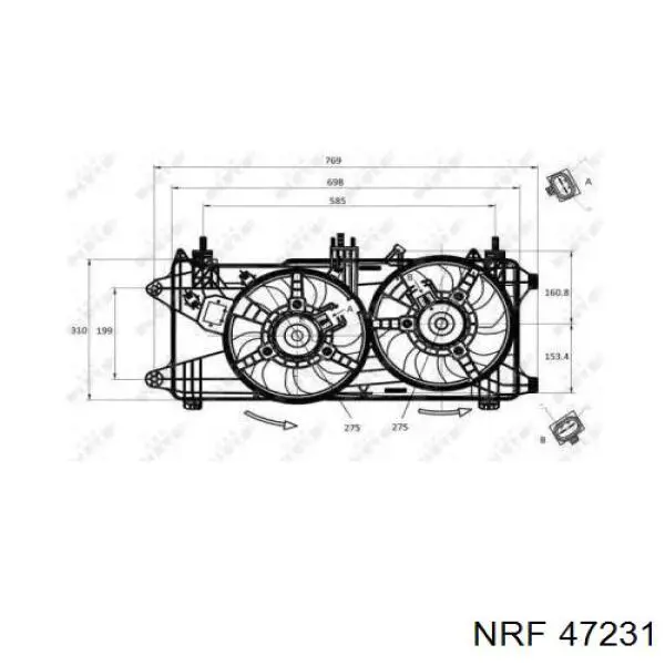 47231 NRF Диффузор радиатора охлаждения в сборе с мотором