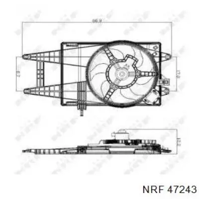 47243 NRF диффузор радиатора охлаждения, в сборе с мотором и крыльчаткой
